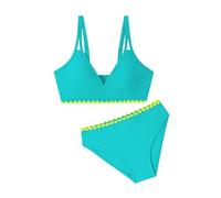 Costume da bagno da donna per ragazze, scollo a V, design a doppia cinghia, bikini carino da nuoto, due pezzi con imbottitura sul petto, per estate, spiaggia, piscina, vacanze, Verde menta, 9-10 Anni
