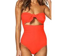 Costume da bagno da donna, push-up, con accappatoio, costume da bagno per vacanze in spiaggia, piscina, Colore: arancione., XL