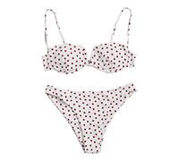Costume da bagno da donna sexy con stampa fragola spaccata bikini imposta due pezzi a vita alta donna costumi da bagno Beachwear, bianco, L