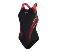 Speedo Plastisol Laneback costume intero donna nero/rosso/bianco (34)