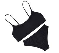 Costume da bagno da ragazza, 2 pezzi, Twist Cross regolabile, bikini per ragazze adolescenti con imbottitura sul petto, Nero , 8-9 Anni