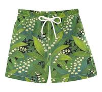 Costume da bagno da ragazzo disponibile in 2T, 3T, 4T, 5T, XS, S, M, L, XL, morbido e confortevole, per attività all'aperto Lily of The, Mughetto su sfondo nero, 5 anni