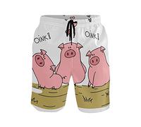 Costume da bagno da uomo a forma di maialino, ad asciugatura rapida, con tasche, Multi, M