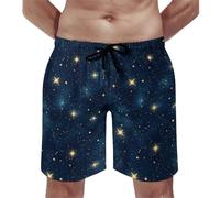 Costume da bagno da uomo, con stampa a stelle e fodera in rete, ad asciugatura rapida, multicolore, XXL