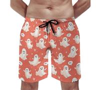 Costume da bagno da uomo, con stampa di fantasmi, con fodera in rete, ad asciugatura rapida, Multicolore, L