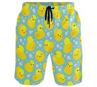 Costume da bagno da uomo, divertente, ad asciugatura rapida, abbigliamento da spiaggia, sport, corsa, pantaloncini con fodera in rete, Paperella di gomma, XXL