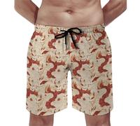 Costume da bagno da uomo, elegante stampa volpe rossa, pantaloncini da bagno con fodera in rete, costume da bagno ad asciugatura rapida, multicolore, XXL