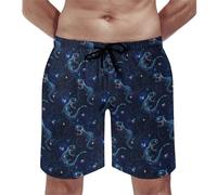 Costume da bagno da uomo, fantasia blu, stampa lucertola, pantaloncini da bagno con fodera in rete, costumi da bagno ad asciugatura rapida, multicolore, XL