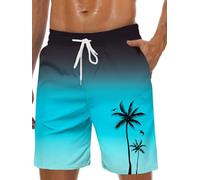 Costume da bagno da uomo hawaiano fodera in rete costume da bagno pantaloncini da spiaggia con tasche, Colore Ramp-nero Blu, Large