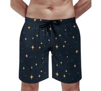 Costume da bagno da uomo, stampa cielo stellato, con fodera in rete, ad asciugatura rapida, Multicolore, Medium