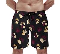 Costume da bagno da uomo, stampa dorata con zampa di cane, pantaloncini da bagno con fodera in rete, costumi da bagno ad asciugatura rapida, multicolore, XXL