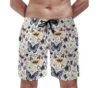 Costume da bagno da uomo, stile inchiostro, stampa farfalla, pantaloncini da bagno con fodera in rete, costume da bagno ad asciugatura rapida, multicolore, XXL