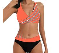 Costume da Bagno Donna 2 Pezzi Bikini Mare Push Up Imbottito Curvy Costume Piscina Taglie Forti Bikini Set Triangolo Vita Alta Costumi da Bagno Spiaggia Beachwear Swimwear Triangolo Bikini