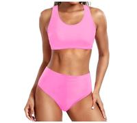 Costume da Bagno Donna 2 Pezzi Costumi Mare A Vita Alta Bikini Set Push Up Imbottito Reggiseno Sportivo Bikini Top Beachwear Swimwear,costume da bagno in stile sportivo che valorizza le vostre curve