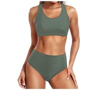 Costume da Bagno Donna 2 Pezzi Costumi Mare A Vita Alta Bikini Set Push Up Imbottito Reggiseno Sportivo Bikini Top Beachwear Swimwear,costume da bagno in stile sportivo che valorizza le vostre curve