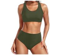 Costume da Bagno Donna 2 Pezzi Costumi Mare A Vita Alta Bikini Set Push Up Imbottito Reggiseno Sportivo Bikini Top Beachwear Swimwear,costume da bagno in stile sportivo che valorizza le vostre curve