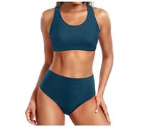 Costume da Bagno Donna 2 Pezzi Costumi Mare A Vita Alta Bikini Set Push Up Imbottito Reggiseno Sportivo Bikini Top Beachwear Swimwear,costume da bagno in stile sportivo che valorizza le vostre curve