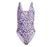 Costume da bagno donna a 1 pezzo con stampa animalier e dorso a u adidas Essentials Viola 40