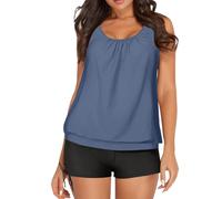 Costume da Bagno Donna Abbigliamento Donna Women's Spring Summer Solid Color Camisole Split Sleeveless Bikini Set with Breast Topper Costume Brasiliana Me Fui Costumi (Grey XXL)