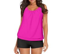 Costume da Bagno Donna Abbigliamento Donna Women's Spring Summer Solid Color Camisole Split Sleeveless Bikini Set with Breast Topper Costume Brasiliana Me Fui Costumi (Pink XL)