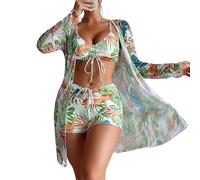 Costume da Bagno Donna Due Pezzi,Set da Due Pezzi con Gonna da Spiaggia per Costume da Bagno con Stampa 3D in Stile Tribunale Splendido (Green, S)