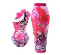 Costume da Bagno Donna Intero Curvy con Copri Costumi da Mare Push Up Vita Alta Bikini Brasiliana Grembiule Stampa Floreale Tankini Imbottito Beachwear Piscina Swimwear Moda Estiva