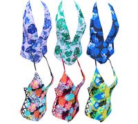 Costume donna bikini bagno mare 2 pezzi estate slip reggiseno fantasia Chiarablu