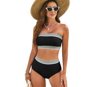 Costume da Bagno Donna Set Bikini Vita Alta Costumi da Bagno Piscina Mare Nuoto Push Up Surf Spiaggia Imbottito Donna Due Pezzi Swimsuit Swimwear Women Swimming Costume Signora 2 Pezzi Estivi Nero L