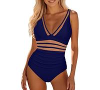 Costume da Bagno Donna Trasparente Donna in Eleganti Pagamento Mastectomia Bene Quadrato Davanti Corsetto Sgambatissimo Trasparenti Gonna Ideale Multicolor Solo Francesi Strutturati Piatta Dopo