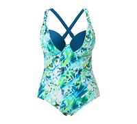 Ulla Popken Badeanzug Chloe, Glanzbesatz, Saltwater Costume Intero, Verde Caraibico Chiaro, 54 Donna