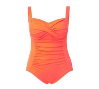 Ulla Popken Badeanzug, Drapierung, Feine Struktur, Softcups Costume Intero, Corallo Rosa, 52 Donna