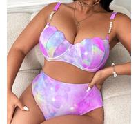Costume da bagno due pezzi da donna taglia grande con top tankini stampati e parti inferiori unite, con spalline regolabili e reggiseno con ferretto 0XL,1XL,2XL,3XL,4XLTessuto