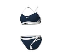 Costume da bagno due pezzi incrociato dietro tinta unita donna Arena Icons Blu 32