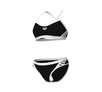 Costume da bagno due pezzi incrociato dietro tinta unita donna Arena Icons Nero 32