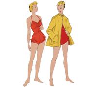 Costume Da Bagno E Cappotto Da Spiaggia Da Donna Anni 1940, Bombshell