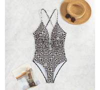 Costume da bagno elegante estivo da donna, con una sola pezza, spalline sottili e schiena aperta, con stampe casuali L,M,S,XLBlocchi di colore,Geometrico,stampa dappertuttoTessuto