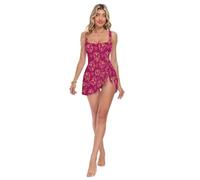 Costume Da Bagno Estetico Farfalla Rosa Gonna Staccabile, Farfalla Estetica Rosa, L