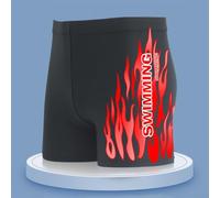 Costume da bagno estivo da uomo, comodo, con stampa accattivante di fiamme (L rosso)