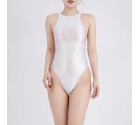 Costume da bagno glamour e setoso perfettamente adatto alle attività primaverili estive (L bianco)