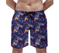 Costume da bagno hawaiano da uomo, con stampa di draghi, colore viola, ad asciugatura rapida, con fodera in rete, multicolore, M