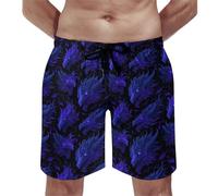 Costume da bagno hawaiano da uomo, con stampa di draghi scuri viola, ad asciugatura rapida, con fodera in rete, multicolore, M