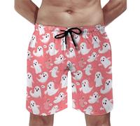 Costume da bagno hawaiano da uomo, con stampa di fantasmi bianchi, ad asciugatura rapida, con fodera in rete, multicolore, S