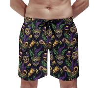 Costume da bagno hawaiano da uomo, stampa gotica in maschera, ad asciugatura rapida, con fodera in rete, Multicolore, M