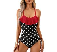 Costume da Bagno Intero da Donna Push Up con Volant Monokini Senza Schienale Controllo della Pancia Sling Costumi Interi Piscina Contenitivi Pancia Piatta Ruffle Imbottito Swimwear