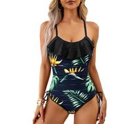Costume da Bagno Intero da Donna Push Up con Volant Monokini Senza Schienale Controllo della Pancia Sling Costumi Interi Piscina Contenitivi Pancia Piatta Ruffle Imbottito Swimwear