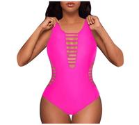 Costume da bagno intero da donna, snellente sulla pancia, grande moda da spiaggia, scollo a U, comodo, modellante, monopezzo, con controllo della pancia, costume da bagno intero, Rosa 1, XL