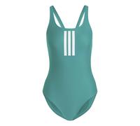 adidas Donna 3 Stripes V-Back Swimsuit Swimwear, Equipment Green/White, 32