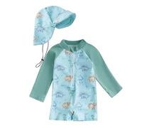 Costume da Bagno Intero per Bambini con Cappello da Sole UPF 5+ Protettivo in Neoprene Solare Muta Surf Set Manica Lunga con Cerniera Completa Costume Piscina Swimsuit Swimsear Spiaggia Mare