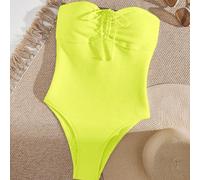 Costume da bagno intero senza spalline con cordino per le signore, neon-estate, per la spiaggia e la piscina L,M,S,XL,XSColore unicoTessuto