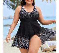 Costume da bagno intero stampato, semplice, per le donne taglie forti, adatto per le vacanze estive 0XL,1XL,2XL,3XL,4XLGalassia,Grafico,Colore unicoTessuto in maglia